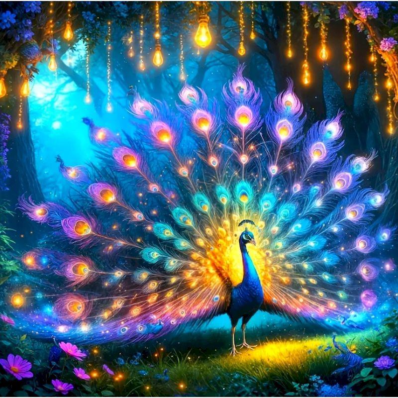 Full Square/round Diamond Painting Glowing Peacock 5d DIY Wolf Diamond Embroidery Mosaic Cross Stitch Animal Wall Art Home Decor Full Round 25x25cm синий