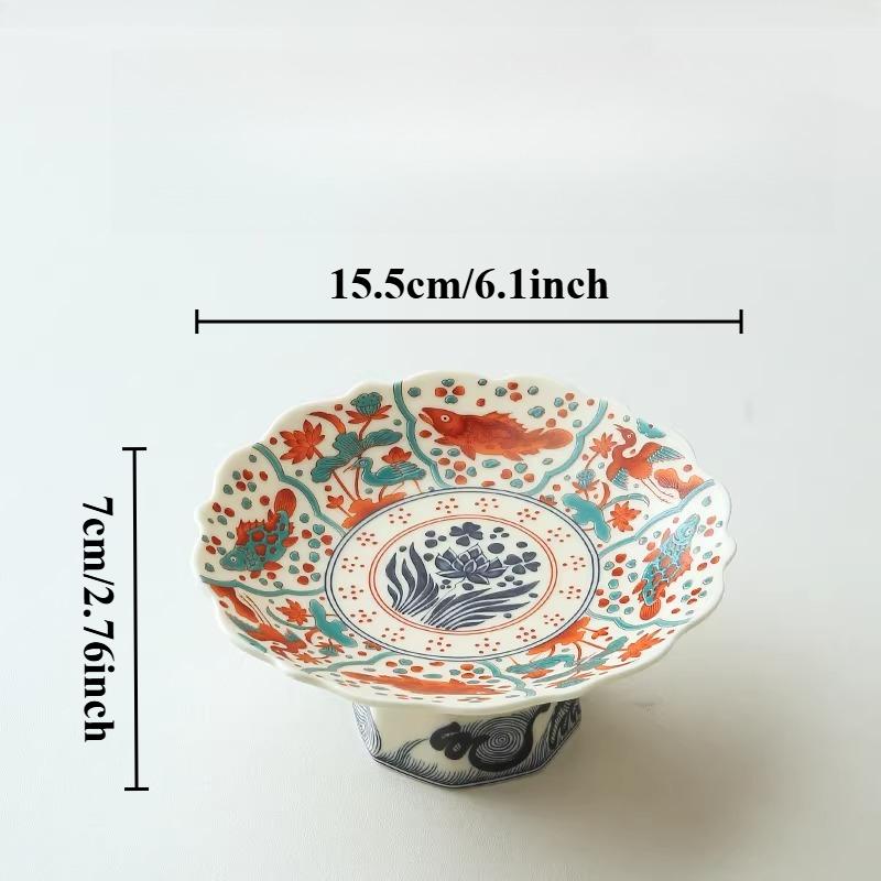 

1pc Ceramic High Footed Tea Tray, Household Fruit Platter, Dim Sum Dish, Chinese Style Tea Ceremony Accessories, Storage Tray
