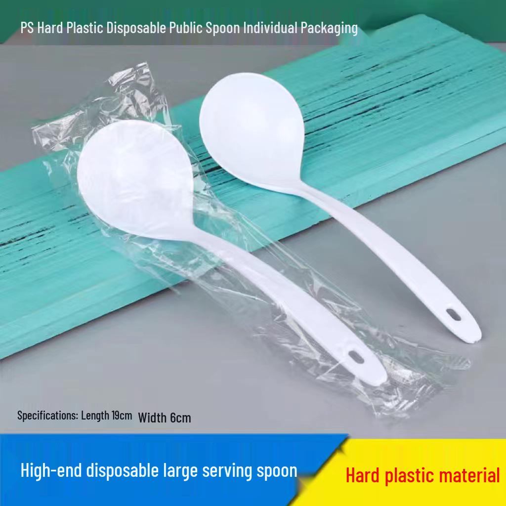 Thickened Long Handle Disposable Plastic Soup Spoon with Colander Design for Takeaway