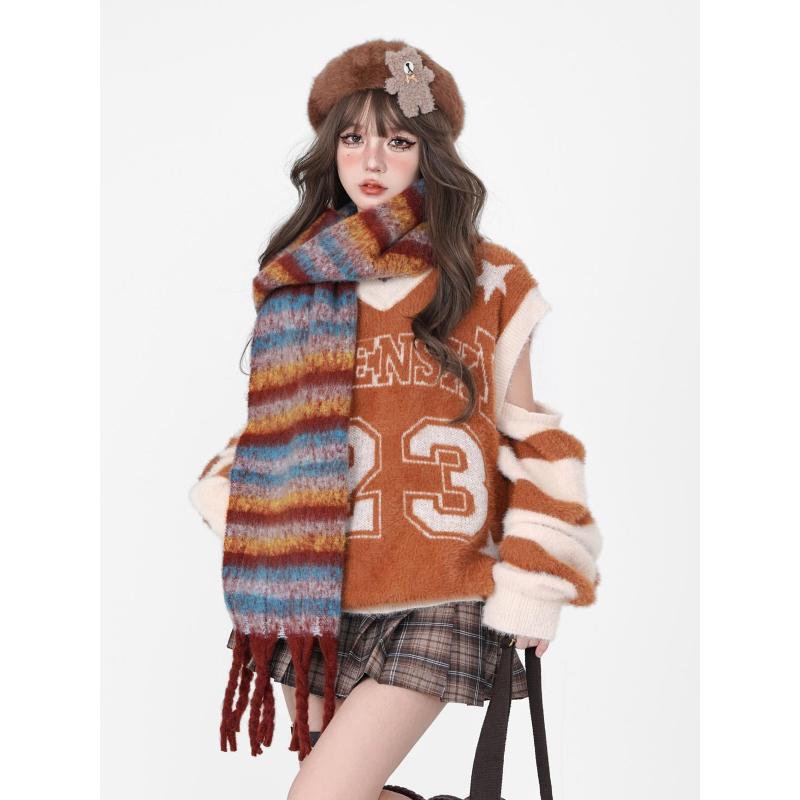 Czarny Jesienno-Zimowy Sweter w Stylu Kolegialnym z Długim Rękawem Słodki i Fajny Top Dzianinowy na Odzież Wierzchnią