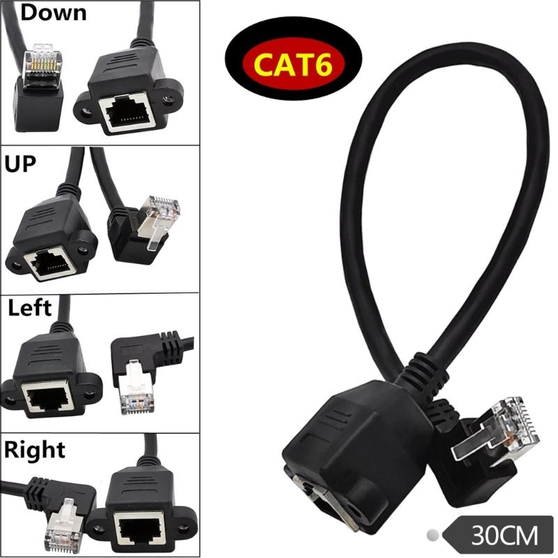 RJ45 Ethernet Extension Cable with Space Saving 90Degree Designing Cord Left/Right/Up/Down Elbowed Line