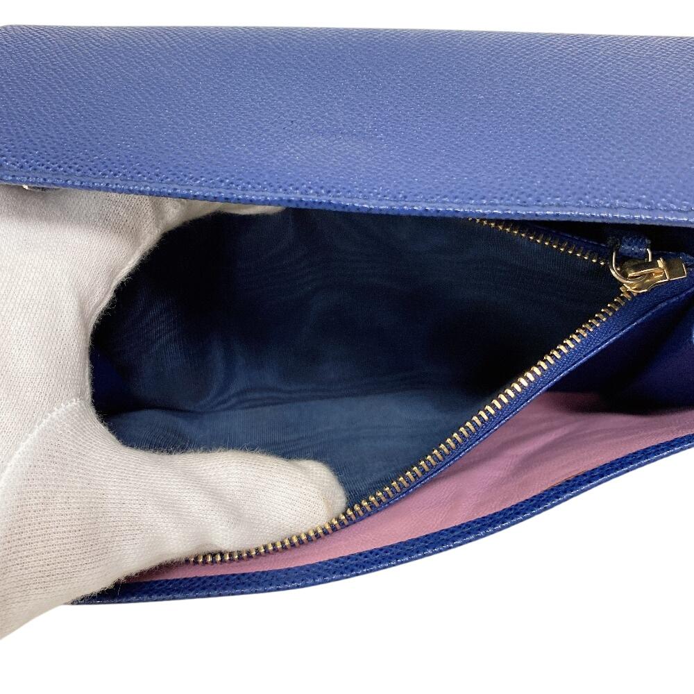 BVLGARI Flap Bicolor Be zero one leather Purse blue leather mens Used