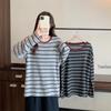 Plus Size Color Block Heart Stripe Thickened Base Layer Shirt for Women