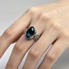 TikTok Live Broadcast European and American Women's Fashion Ring, Inlaid with Morandi Blue Diamond Ring New