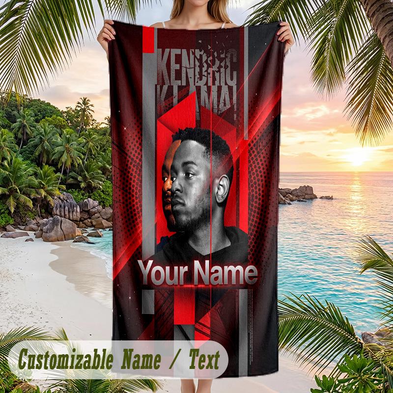 Kendrick Lamar Beach Towel, Personalized Custom Name Text, Quick Dry Large Absorbent Towel For Beach Pool