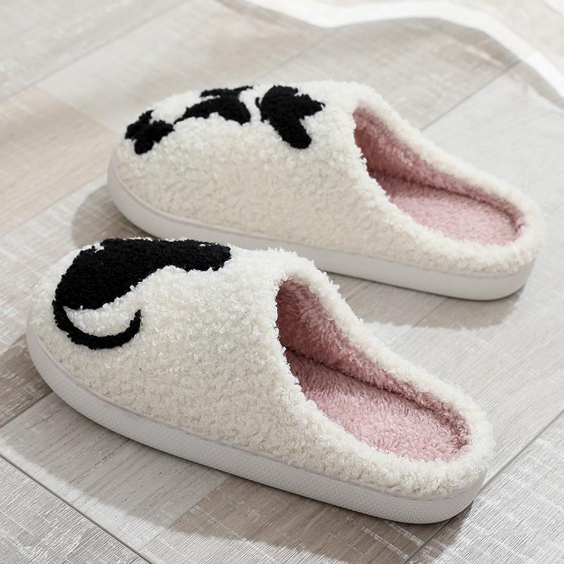 Fashion Fashion Cartoon Animals Cotton Slippers for Women Plus Size 45 Plush Slides Woman Soft Lightweight Warm Indoor Slipper Female