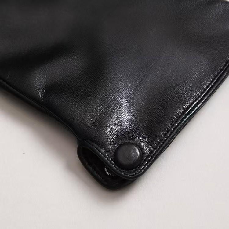 Men's Touchscreen Lambskin Leather Gloves: Warm, Fleece-Lined, Cold-Proof for Autumn & Winter Driving/Riding