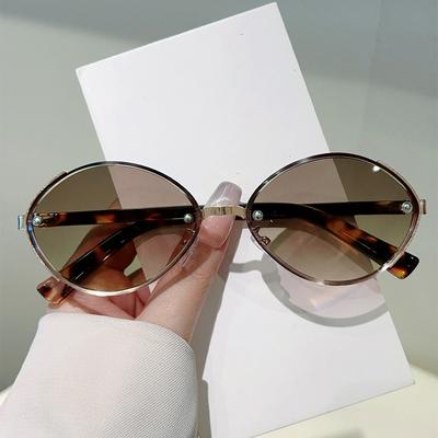 New Trendy Oval Metal Frame Sunglasses for Men Women Retro Sun Glasses Male Female Designer Eyewear Lentes De Sol Mujer