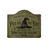 Vintage Witch Hat Sign 2D Flat Printing Retro Wall Art Sign Witch Hat Plaque  Halloween Decoration