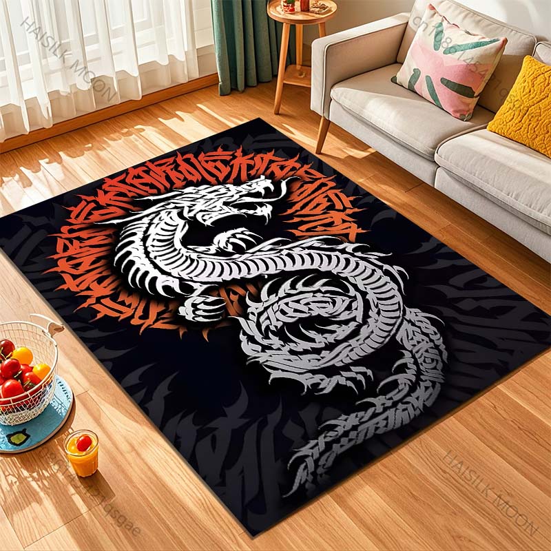 Dragon Pattern Calligraphy Art Pattern Rug Carpets for Bedroom Living Room Sofa Mat Creative Door Mat Cloakroom Home Decor