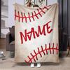 White Baseball Stitch Throw Blanket Custom Name Print Soft Cozy Wrap For Sports Fans Players And Adult Man Cave Decor
