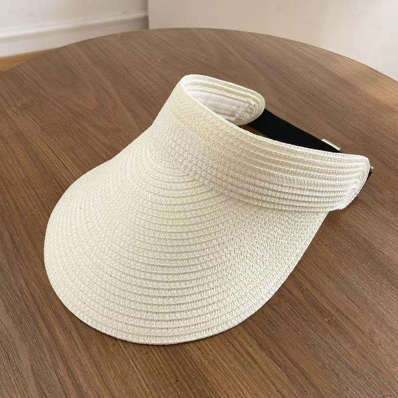 Flat-top straw hat women's straw top hat, new summer big-brimmed sun hat, seaside vacation sun hat