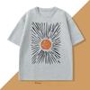 Sunburst Retro Tshirt Unisexs Tshirt Sunshine Pattern Tshirt Casual Short Sleeve Round Neck Tshirt Street Wear
