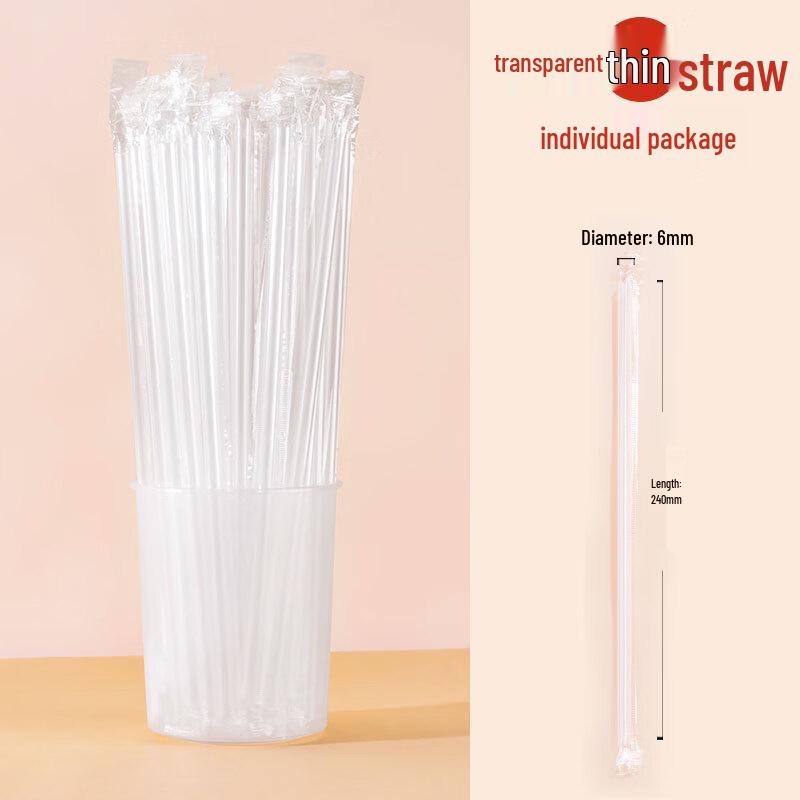 Handun Individually Wrapped Clear Plastic Straws