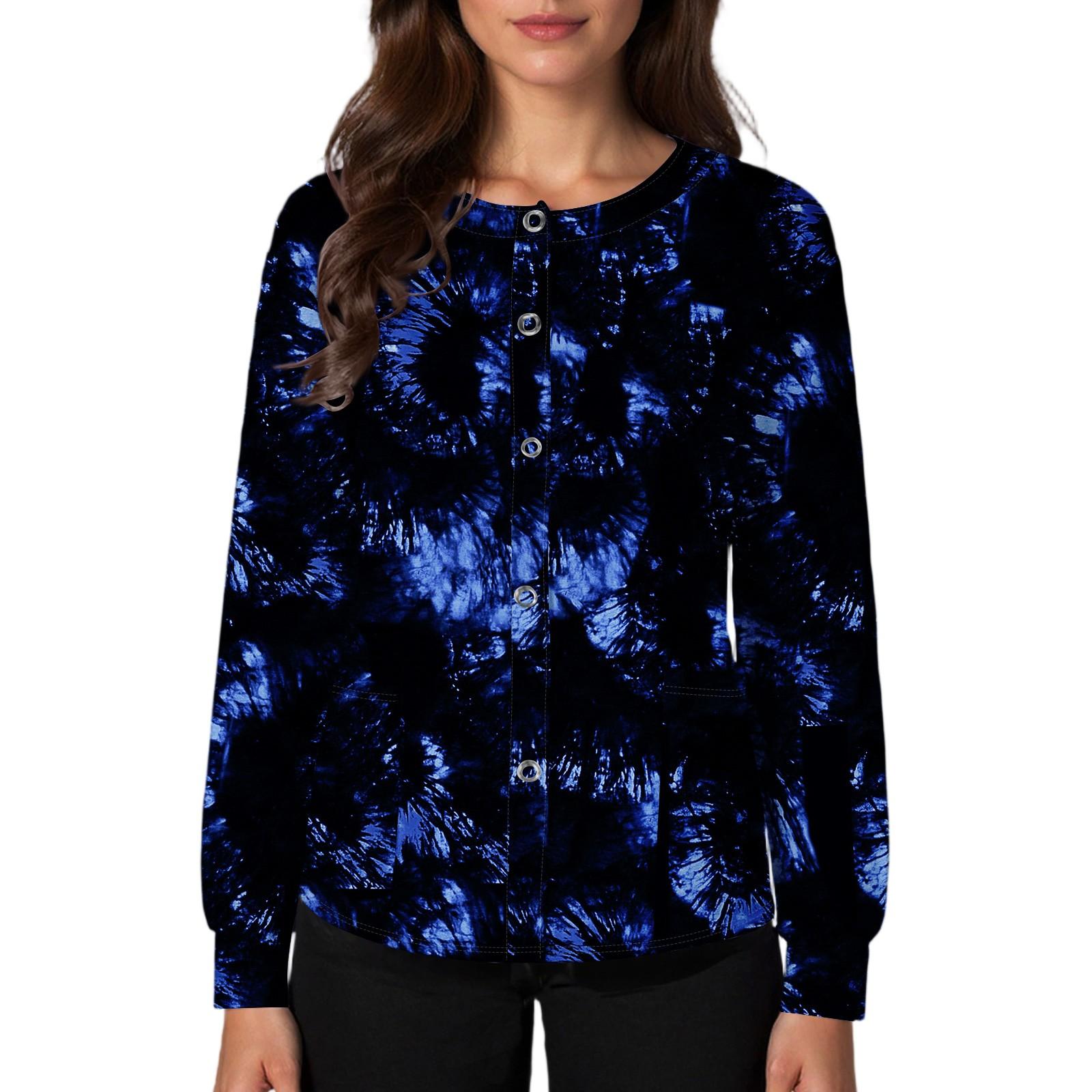 

Women s Casual Fashion Single Breasted Halloween Graphic Printed Nurses Tops XL синий