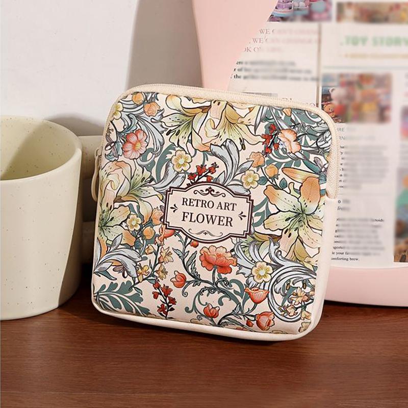 1PC Bag Print Floral Durable Large Capacity Premium Cosmetic Cute Bag Portable Makeup Travel 12*12cm