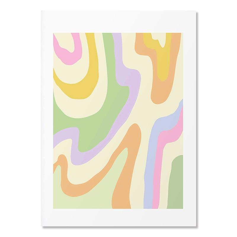 Colorful Danish Pastel Canvas Painting Happy Floral Poster Artwork Smiley Face Flower Rainbow Print Wall Art Nursery Home Decor