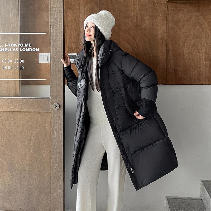 Down jacket women's winter clothing medium and long thick 2024 new 90 duck down hooded fashion coat coat