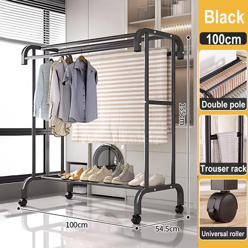 Clothes Rack Household Indoor Bedroom Balcony Drying Hanger Floor-To-Ceiling Coat Rack Thickening Simple Drying Rack
