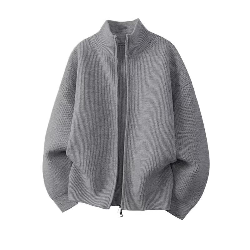 QOTRIOCK Unisex Double Zip Knit Cardigan