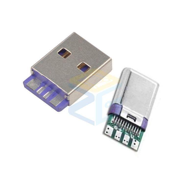 

5A High Current USB Type-C Male Connector, 24P Data Cable, DIY Fast Charge Plug, Solder Wire USB 5A Male