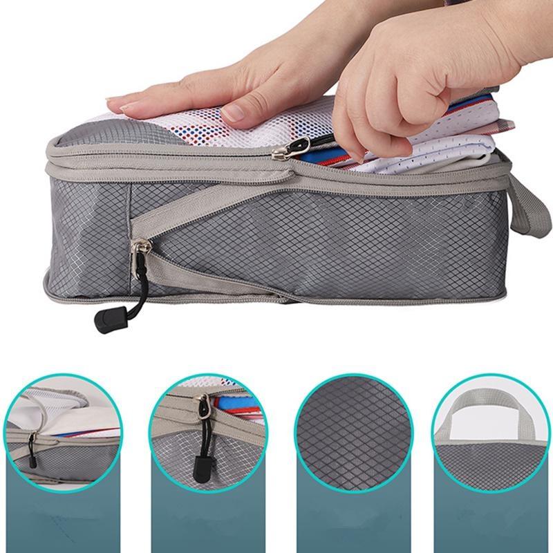6 Stück/Set Gepäck-Packwürfel Aufbewahrungstaschen Kleidungssortierpakete für Reisegepäck Kompressionsstoff-Packbeutel