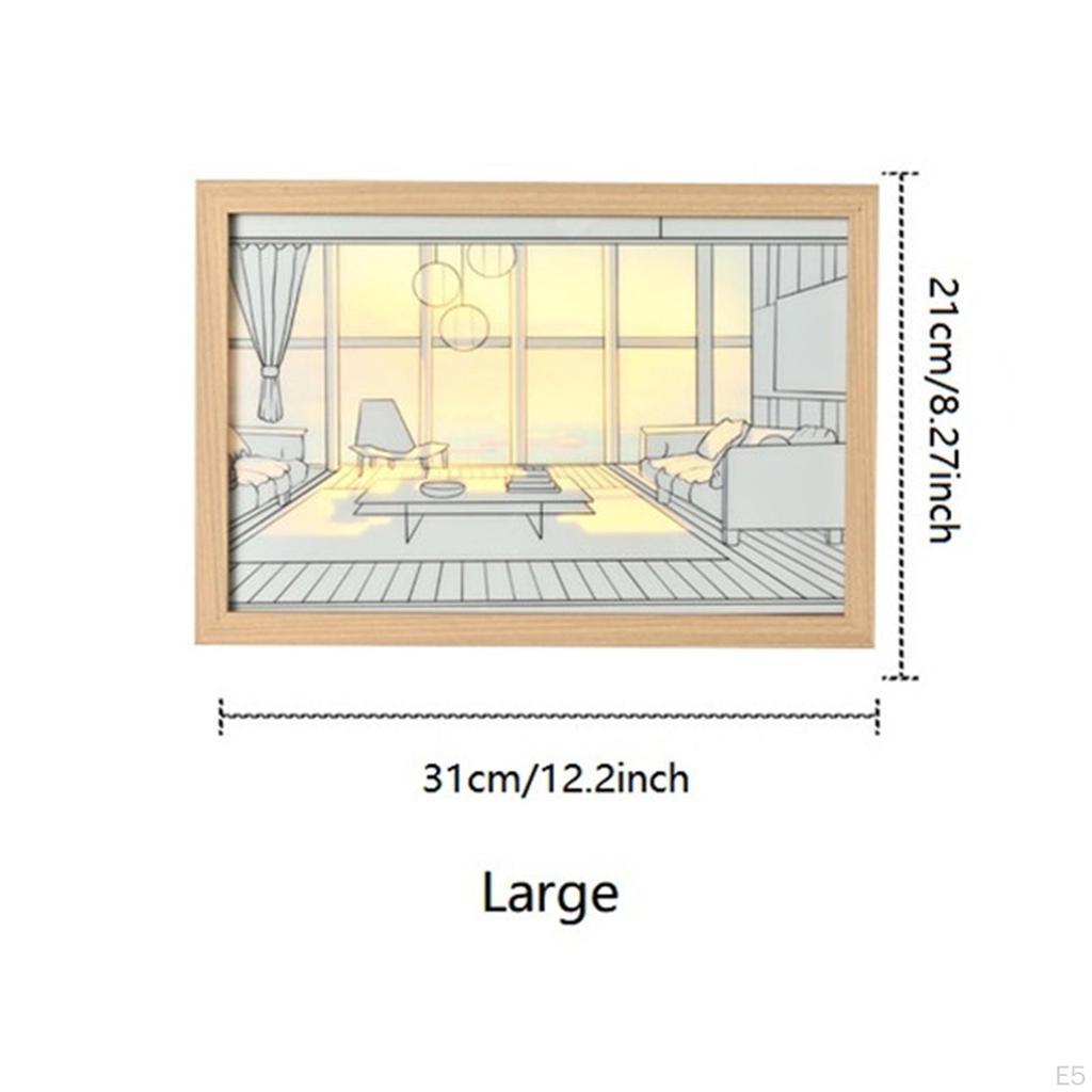 Decorative Painting with Light Rectangle Sunset Shadow Box Lighting Art Aesthetic Poster
