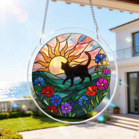 Yousheng Acrylic Puzzle Suncatcher DIY Jigsaw Puzzle Suncatcher Kit with UV Printed Design Colorful Window Hanging Ornament for Home Garden Decor