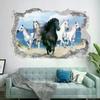 Poster Animale Buco Muro Rotto Arte Cavallo Bianco Che Corre Vinile Murale Adesivi Per Soggiorno