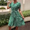 YYFS Women's Fashion Summer Spring Floral Print Short Sleeve O-Neck Casual Dresses