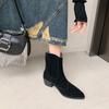 Fashion 2025 Autumn Cow Suede Women Shoes Pointed Toe Chunky Heel Boots for Women Fashion Short Boots Winter Boots Women Western Shoes