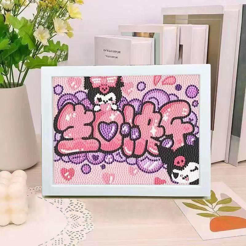Kuromi Cartoon Diamond Painting Kit: Peace & Joy DIY Gift for Students and Kids.