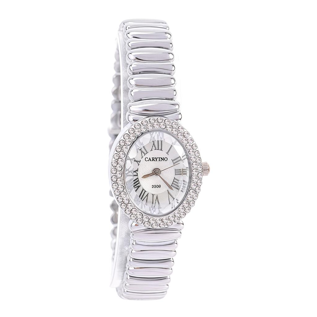 Women's stylish and luxurious diamond-encrusted quartz watch Oval dial for everyday wear, dates, anniversaries, Christmas gifts