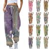 Pantaloni Sport de Damă cu Buzunare, Pantaloni cu Talie Elastică cu Imprimeu Floral la Modă, Pantaloni de Trening Casual