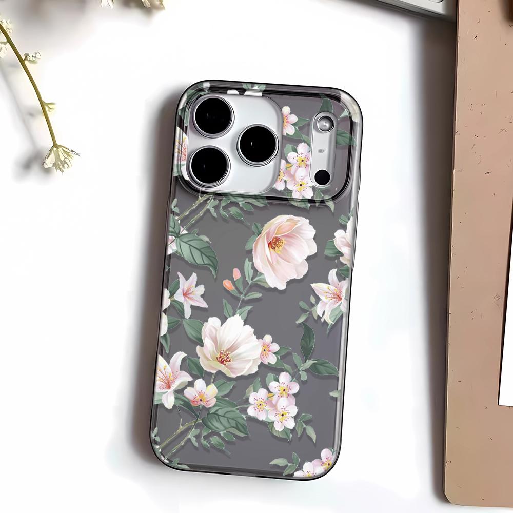 Phone Case For Iphone 15 Plus 17 Air 16 13 14 12 11 Pro Max Soft Precise Cut Funda Elegant Flower Scratch Resistant Cover