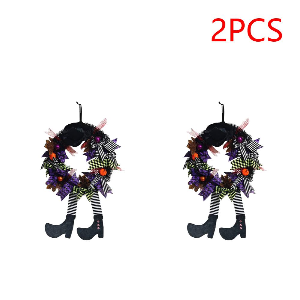 Halloween Black Wreath 1/2PCS Witches Legs Front Door Garlands Halloween Black Wreath for Door Porch Window Indoor & Outdoor