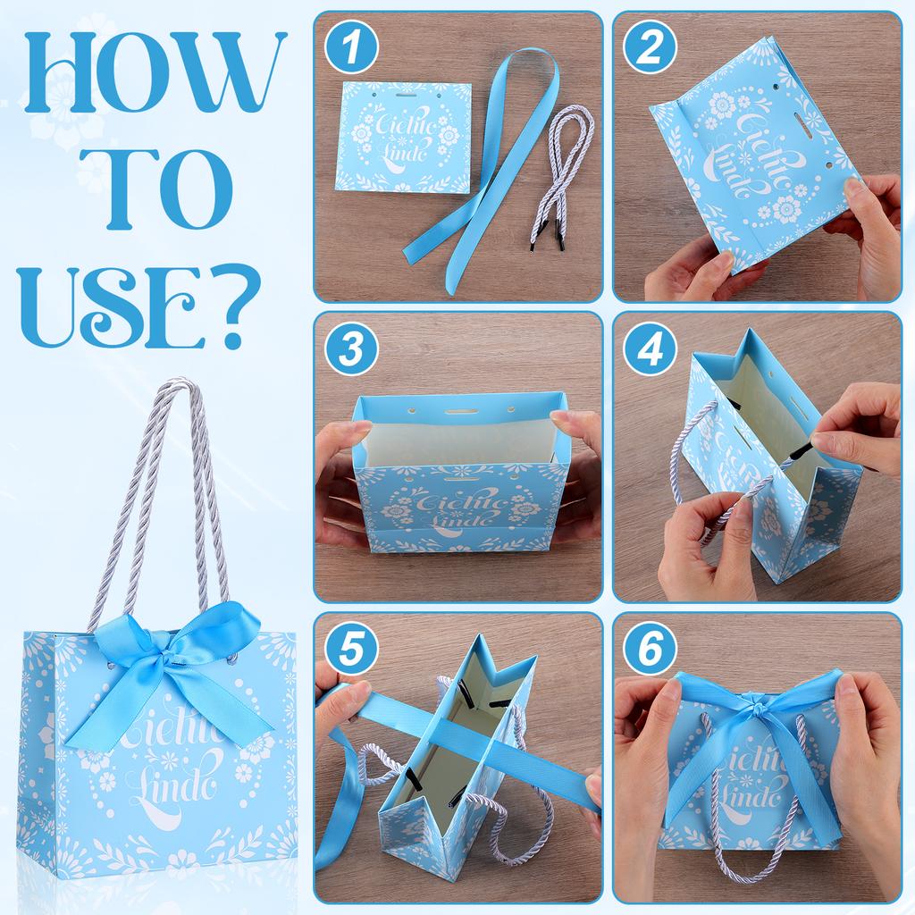 Fionupi 36 Pcs Mini Cielito Lindo Baby Shower Gifts Bags With Handles Pink Cielito Lindo Party Candy Treat Goodie Bags With Bow