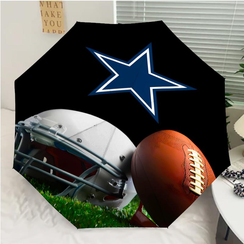 Dallas Cowboys Print Automatic Umbrella, 8 Rib Iron Frame, Plastic Handle, Suitable for Outdoor Travel &Daily , Ideal Gift