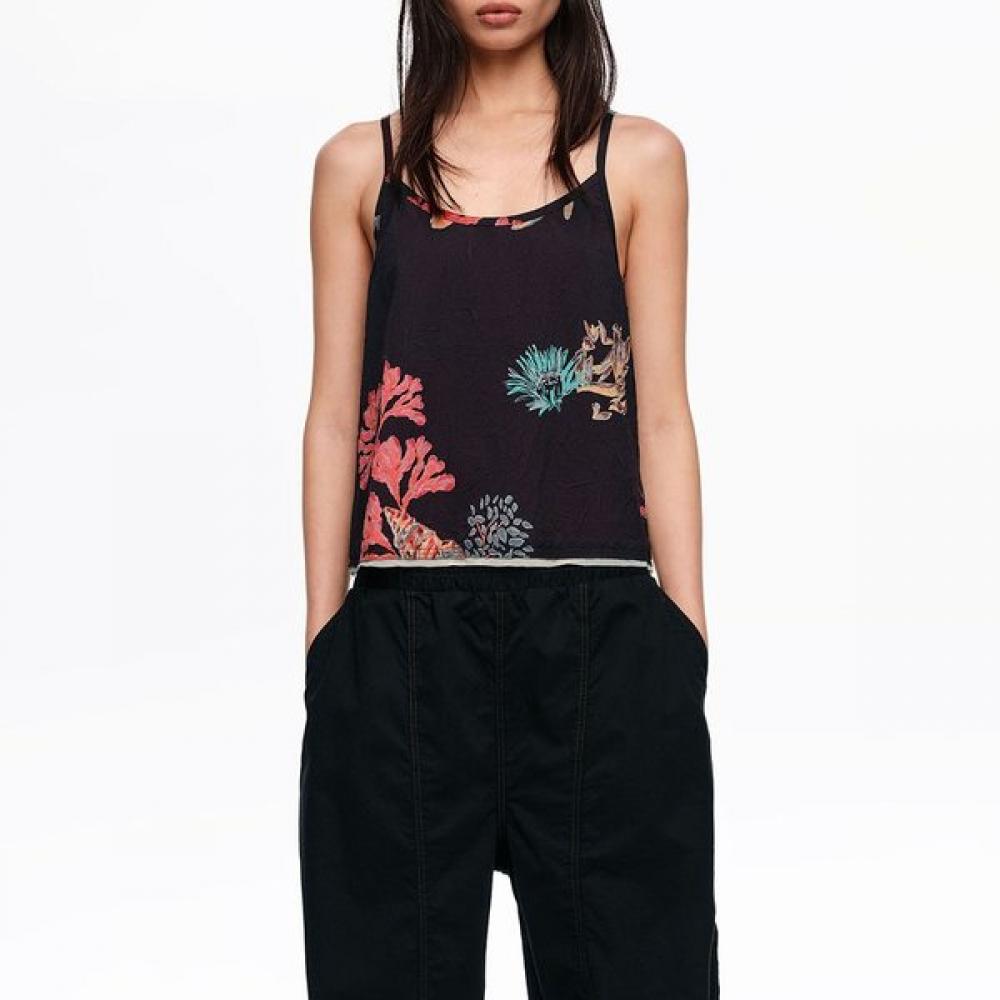 

Bimba Y Lola Turtle Wrinkled Tank Top Black B265awb019bkb Black/M