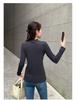 Women’s Slim Fit Brushed Fleece Lined Stand Collar T-Shirt with Long Sleeves for Spring, Autumn, and Winter.