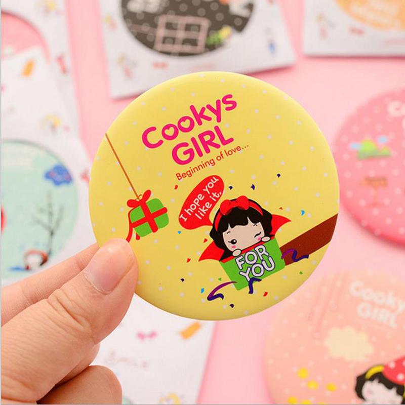 2025 Korean Cute Cartoon Mini Makeup Mirror Portable Compact Round Mirror for Women Travel Mirror for On-the-Go Touch-Ups