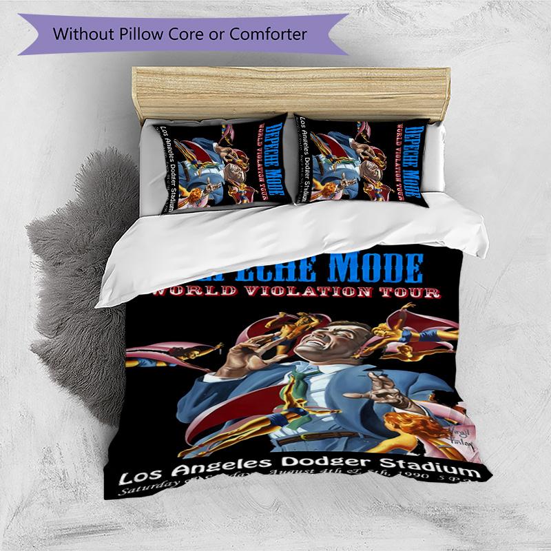 3pcs Depeches Band Mode pattern bedding set duvet cover set includes duvet cover &pillowcases, perfect all season bedroom decoration & gift
