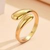 Gold Plated Stainless Steel Adjustable Water Drop Open Ring for Women
