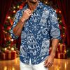 Men's Casual Long Sleeve Christmas Print Shirt for Holiday Party