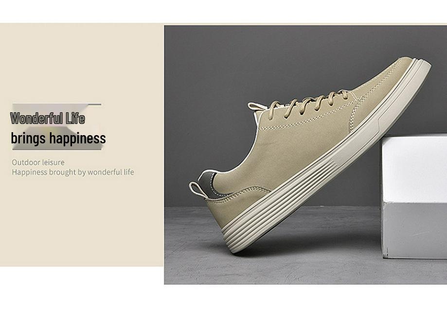 Men's Round Toe Genuine Leather Retro Lace-up Casual Shoes - Large Sizes Available
