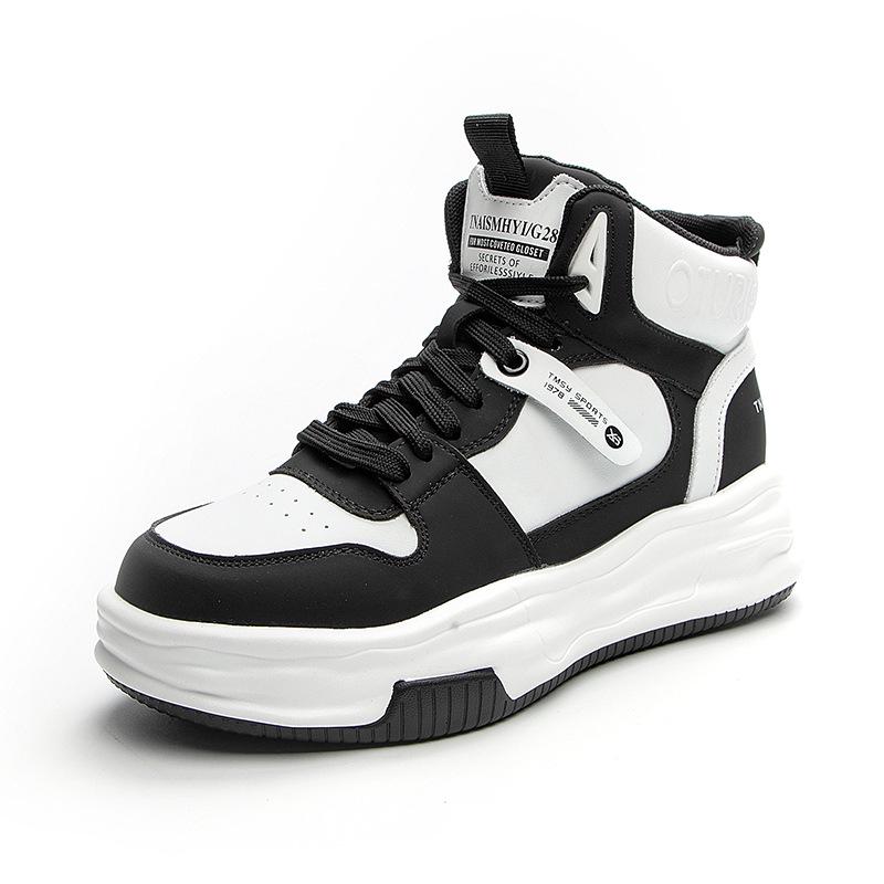 Zapatillas blancas de caña alta con suela gruesa para mujer 2025 - Terciopelo afelpado, estilo deportivo casual que combina con todo para otoño/invierno.