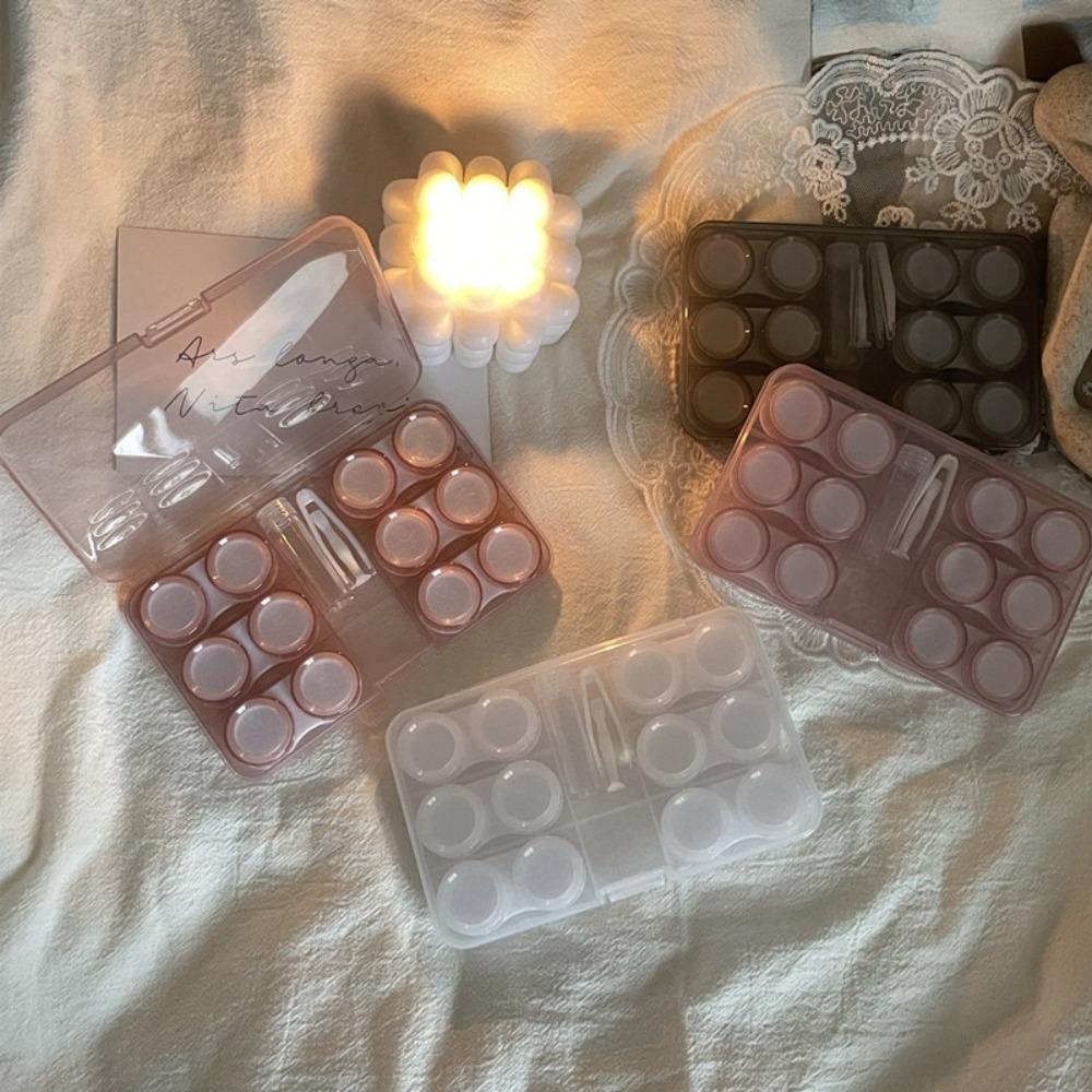 6 Pairs/Set With Tweezer Stick Contact Lens Case Soak Container Travel Case Lenses Box Beauty Pupil