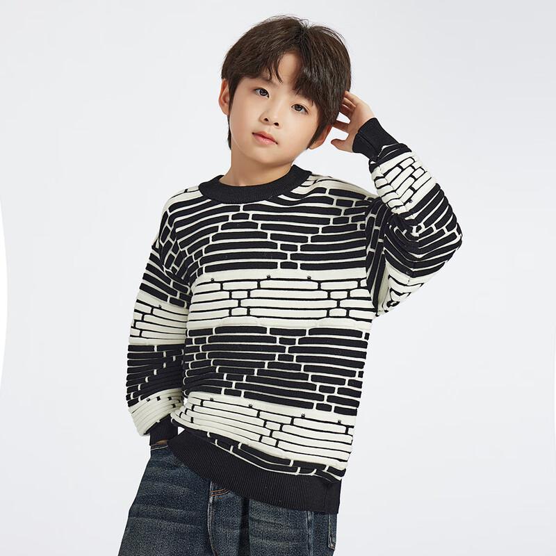Duoduo Boys  Winter Geometric Textured Crew Neck Sweater 110