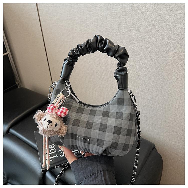 

Летняя новая повседневная клетчатая наплечная сумка женская сумка для колледжа, школьный рюкзак, портативная сумка-мессенджер большой вместимости чёрный