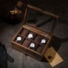 SONGMICS Watch Box with 8 Slots, 2-Tier Wood Watch Case with Large Glass Lid, Watch Pillows, Velvet Lining, Jewellery Box, Gift for Loved Ones